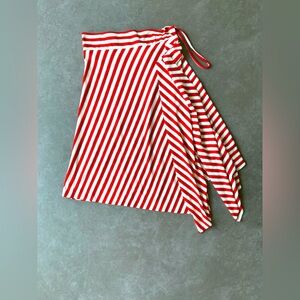 Women’s Pull On Asymmetrical Skirts Red & White Stripes casual Skirt Size S-M